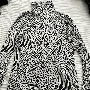 Animal print turtle neck top